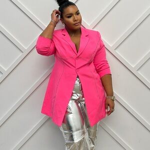 PLT Rhinestone Women's Neon Pink Blazer Coat